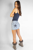 Low-waist skirt with star patches