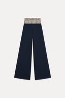 Wide-leg pants with cuff