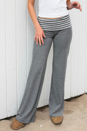 Wide-leg pants with cuffs