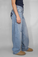 Low-waist jeans with flowers