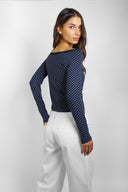 T-shirt with a boat neckline and lace