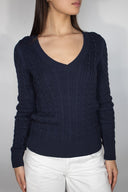 V-neck sweater with cables