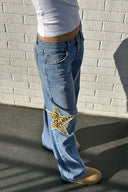 Low Waist Leopard Star Jeans