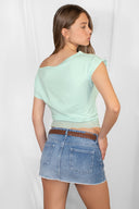 Lace boat-neck T-shirt