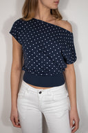 Crop boat neck T-shirt