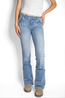 Low-waist flared jeans with wings