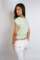 Boat-neck crop T-shirt