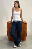 라운드 넥 레이스 탑