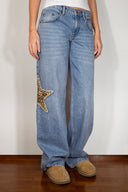 Low Waist Leopard Star Jeans
