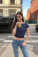 Crop boat neck T-shirt