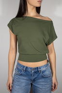 크롭 보트넥 티셔츠